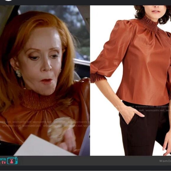 Faux-Leather Mock-Neck Top by INC International Concepts Size M - Picture 1 of 13
